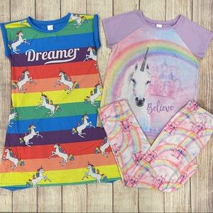 Bundle of 2 Girls Unicorn Pajamas 🦄🌈